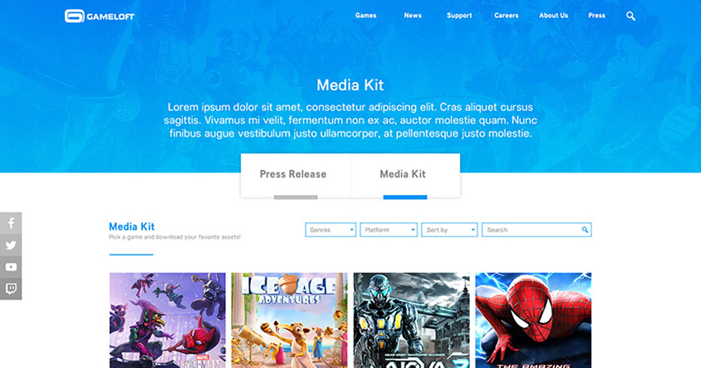 Game Media Kit Website